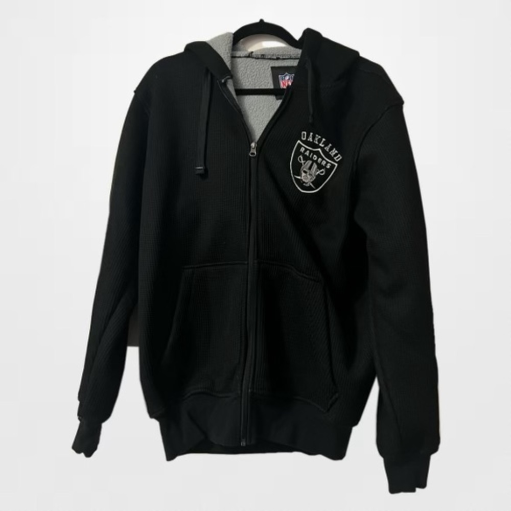NFL Oakland Raiders Zip Up waffle knot fabric.
